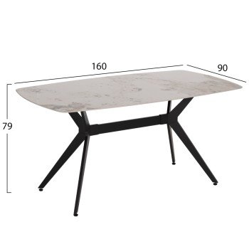 ΤΡΑΠΕΖΙ ΤΡΑΠΕΖΑΡΙΑΣ AIKA HM18421 ΚΕΡΑΜΙΚΟ TOP ΣΕ ΛΕΥΚΟ/ΧΡΥΣΟ ΜΑΡΜΑΡΟ 160x90x79Υεκ