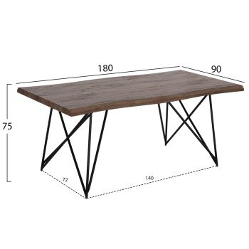 ΤΡΑΠΕΖΙ ΤΡΑΠΕΖΑΡΙΑΣ VIGOR HM18406 MDF ΜΕ ΚΑΠΛΑΜΑ ΣΕ ΦΥΣΙΚΟ--ΜΕΤΑΛ.ΠΟΔΙΑ 180x90x75Υεκ