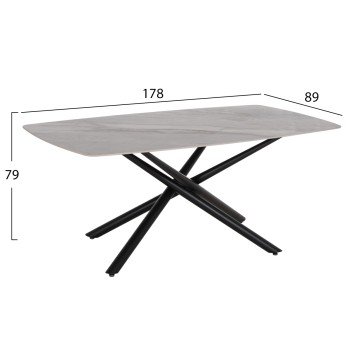 ΤΡΑΠΕΖΙ ΤΡΑΠΕΖΑΡΙΑΣ ISKA HM18423 ΚΕΡΑΜΙΚΟ TOP ΣΕ ΛΕΥΚΟ/ΚΑΦΕ ΜΑΡΜΑΡΟ 178x89x79Υεκ