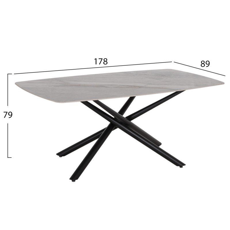 ΤΡΑΠΕΖΙ ΤΡΑΠΕΖΑΡΙΑΣ ISKA HM18423 ΚΕΡΑΜΙΚΟ TOP ΣΕ ΛΕΥΚΟ/ΚΑΦΕ ΜΑΡΜΑΡΟ 178x89x79Υεκ
