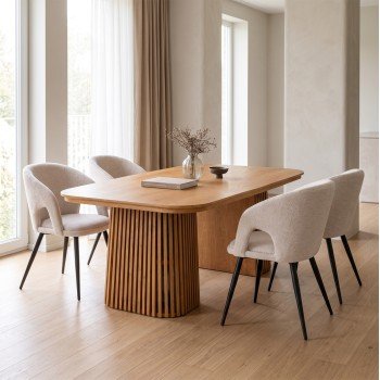 ΣΕΤ ΤΡΑΠΕΖΑΡΙΑΣ 5ΤΜΧ ΕΠΕΚΤΕΙΝΟΜΕΝΟ CORNEL HM12105.02 MDF--ΥΦΑΣΜΑ ΜΠΕΖ