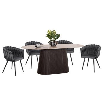 ΣΕΤ ΤΡΑΠΕΖΑΡΙΑΣ 5ΤΜΧ CATER HM12118.01 ΚΕΡΑΜΙΚΟ TOP ΟΒΑΛ--ΓΚΡΙ ΒΕΛΟΥΔΟ