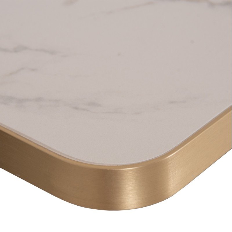 ΕΠΙΦΑΝΕΙΑ ΤΡΑΠΕΖΙΟΥ SINTERED STONE ΤΕΤΡΑΓΩΝΗ HM6655.12 ΠΛΑΙΣΙΟ ALU ΧΡΥΣΟ 80x80εκ.