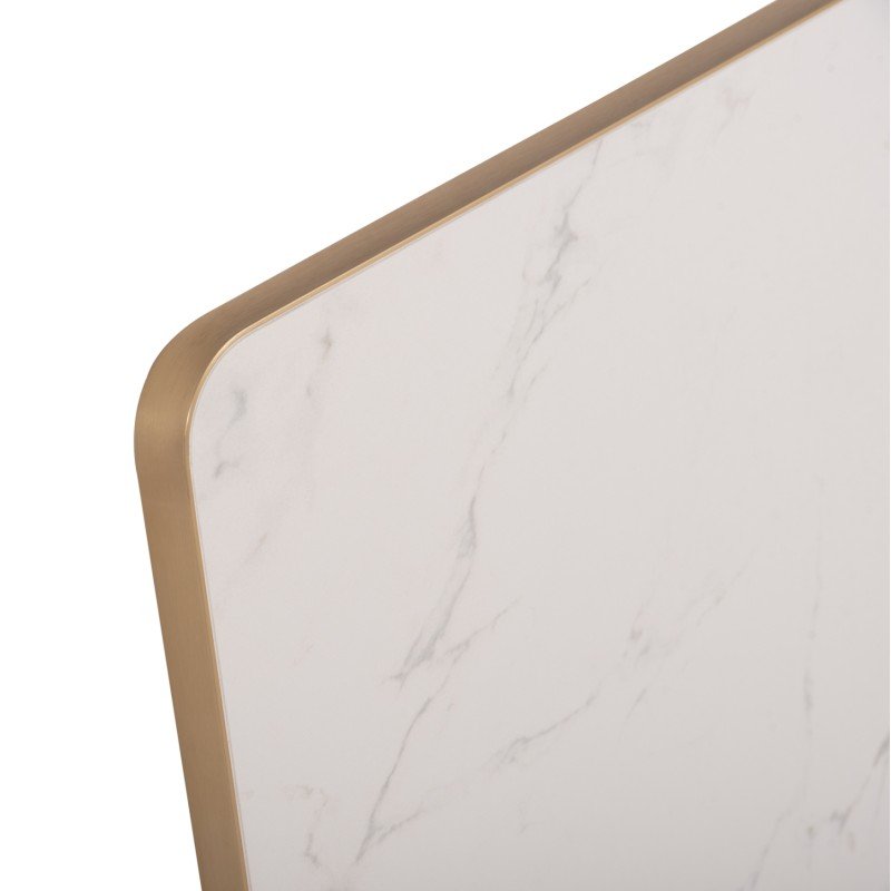 ΕΠΙΦΑΝΕΙΑ ΤΡΑΠΕΖΙΟΥ SINTERED STONE HM6656.12 WHITE MARBLE-ΠΛΑΙΣΙΟ ALU ΧΡΥΣΟ 120x80εκ.