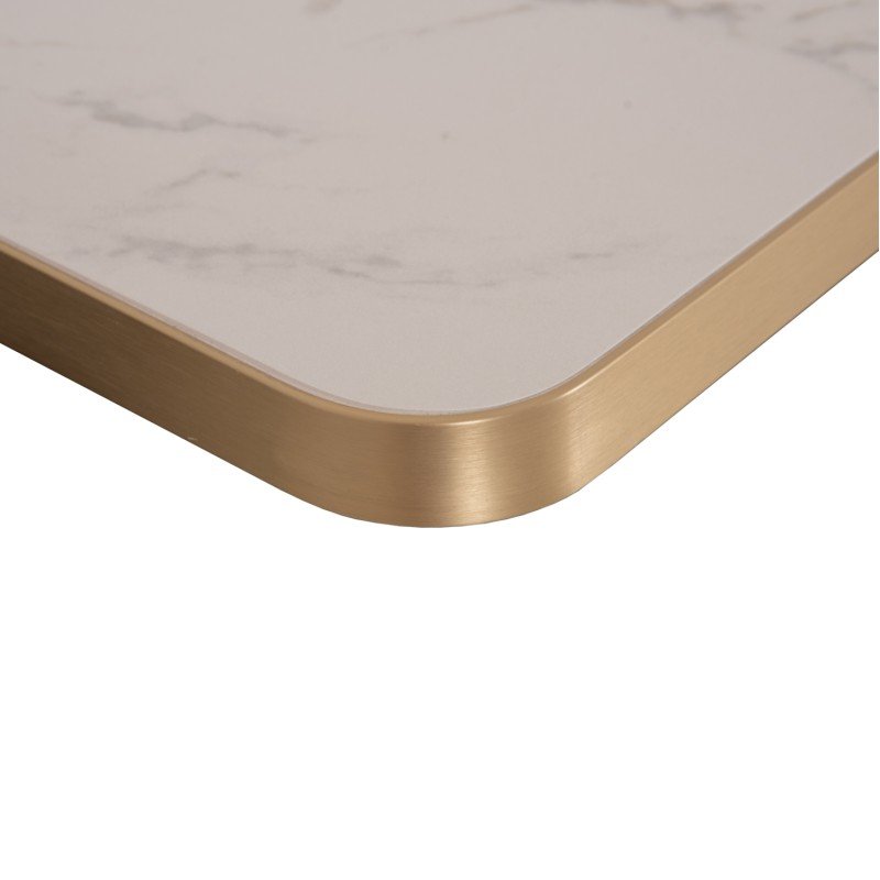ΕΠΙΦΑΝΕΙΑ ΤΡΑΠΕΖΙΟΥ SINTERED STONE HM6656.12 WHITE MARBLE-ΠΛΑΙΣΙΟ ALU ΧΡΥΣΟ 120x80εκ.