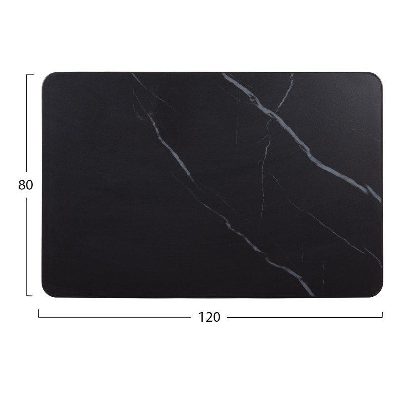 ΕΠΙΦΑΝΕΙΑ ΤΡΑΠΕΖΙΟΥ SINTERED STONE HM6656.03 BLACK MARBLE-ΠΛΑΙΣΙΟ ALU ΜΑΥΡΟ 120x80εκ.
