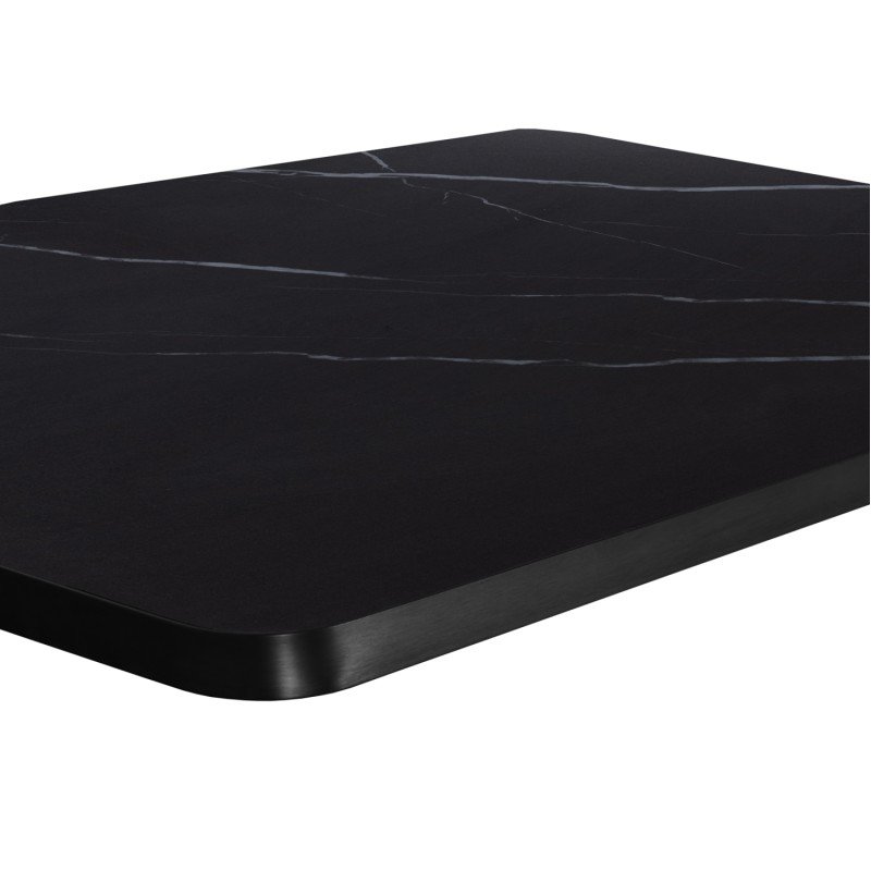 ΕΠΙΦΑΝΕΙΑ ΤΡΑΠΕΖΙΟΥ SINTERED STONE HM6656.03 BLACK MARBLE-ΠΛΑΙΣΙΟ ALU ΜΑΥΡΟ 120x80εκ.