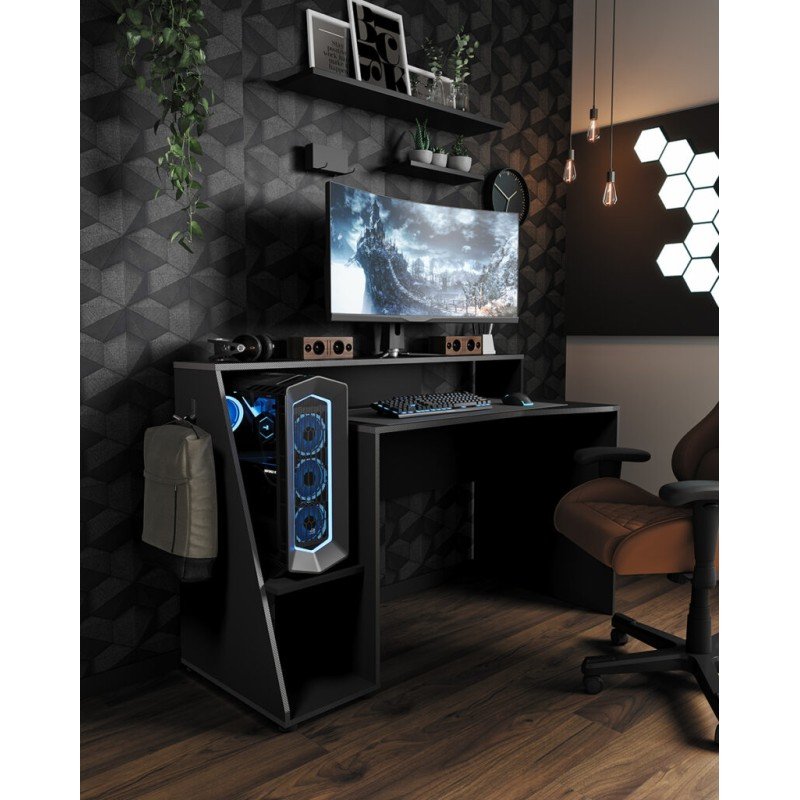 Access γραφείο gaming 138x67x94εκ. Γκρι / Μαύρο