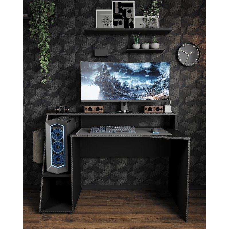 Access γραφείο gaming 138x67x94εκ. Γκρι / Μαύρο