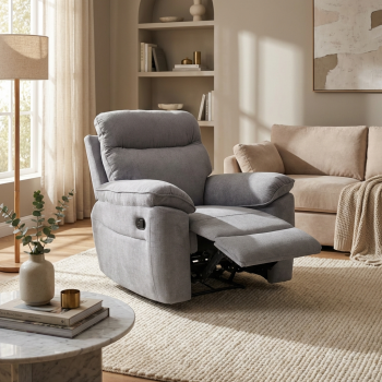 Boston πολυθρόνα Relax με χειροκίνητη ανάκλιση 101x100x102εκ. Γκρι ανοιχτό ύφασμα