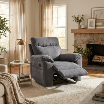 Boston πολυθρόνα Relax με χειροκίνητη ανάκλιση 101x100x102εκ. Γκρι Σκούρο ύφασμα