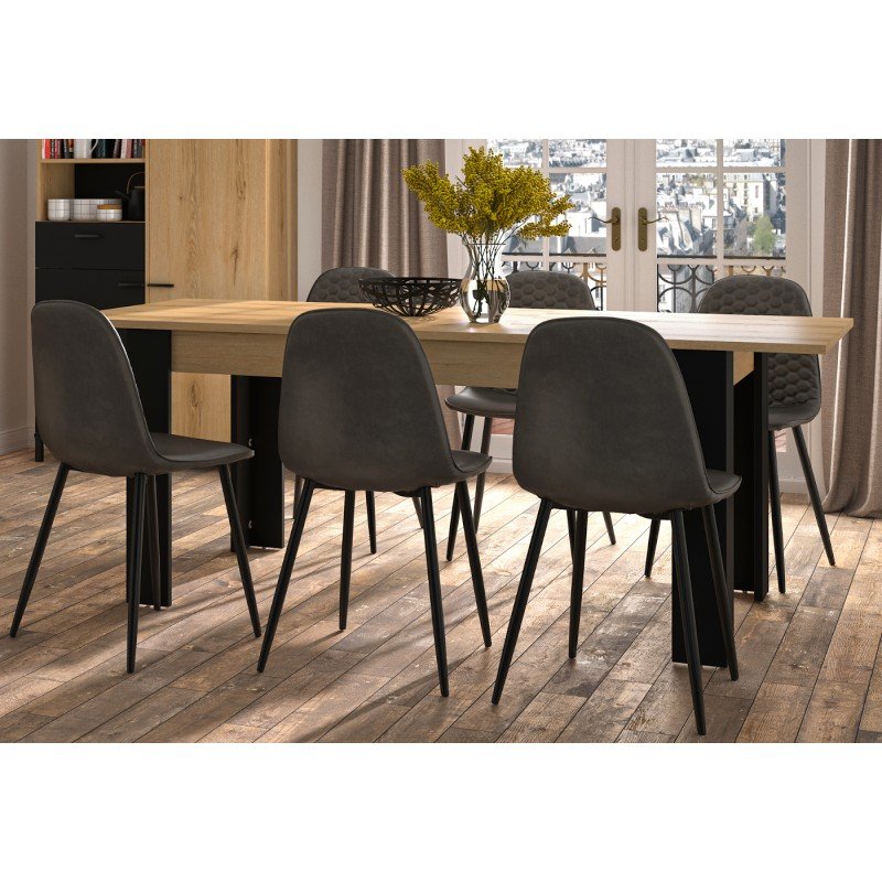 Trust Τραπέζι επεκτεινόμενο 160(200)x90εκ. Helvezia Oak / Black
