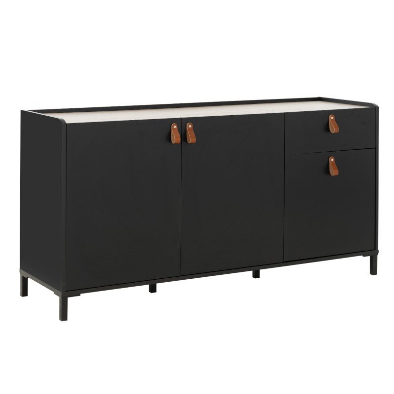 Amsterdam Mπουφές με 3 πόρτες και 1 συρτάρι 160x45x79εκ. Natural Chestnut / Black