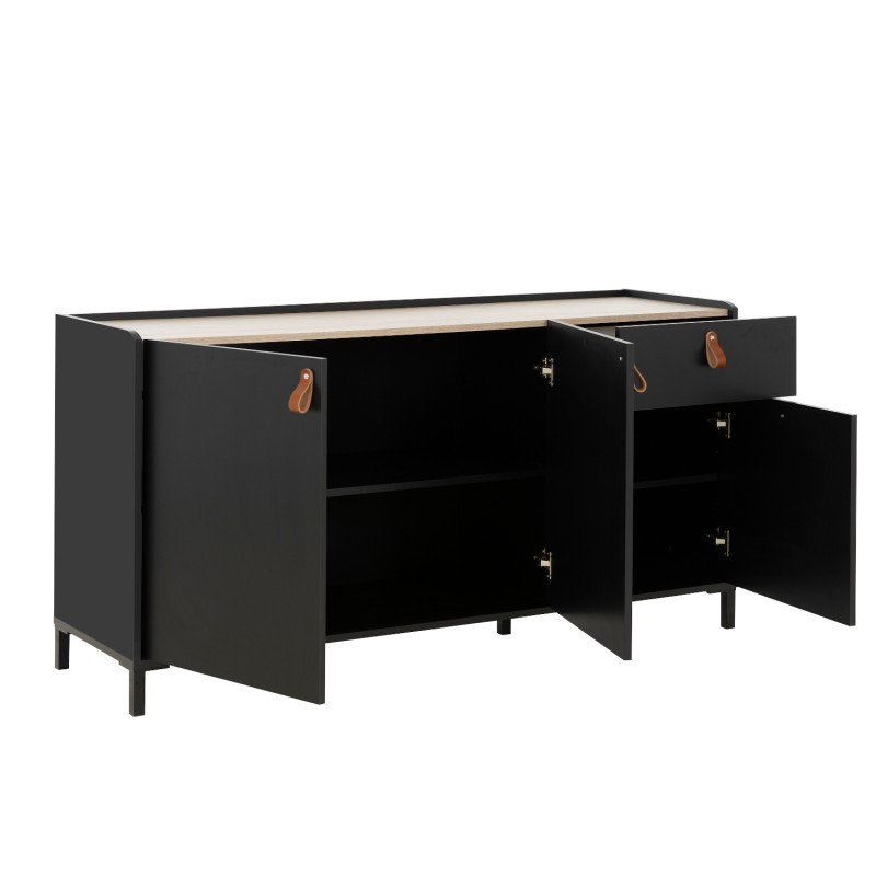 Amsterdam Mπουφές με 3 πόρτες και 1 συρτάρι 160x45x79εκ. Natural Chestnut / Black