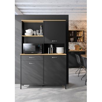 Manchester μπουφές για κουζίνα 119x41x180εκ. Helvezia Oak / Black