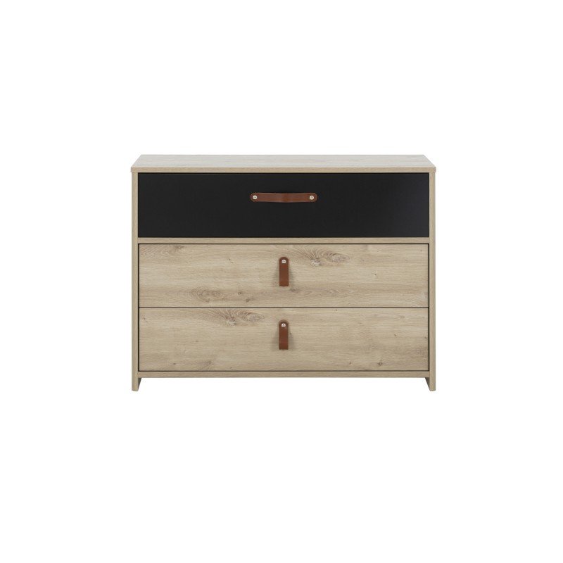 Arthus συρταριέρα με 3 συρτάρια Δρυς Artisan/Μαύρο 85x41x68εκ.