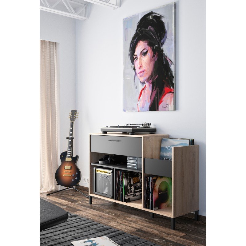 Vinyl έπιπλο για pick-up 115x40x81εκ. Light Kronberg Oak/Black