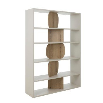 Manosque βιβλιοθήκη με 4 ράφια 125x36x175εκ. Greige / Helvezia Oak