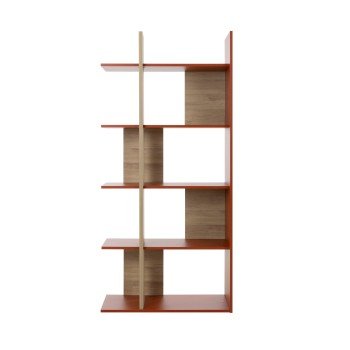 Epura βιβλιοθήκη 90x36x190εκ. Light Oak / Terracotta