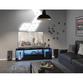 Hack gamer έπιπλο τηλεόρασης 163x45x48εκ. Μαύρο με μπλε led Hack gamer έπιπλο τηλεόρασης 163x45x48εκ. Μαύρο με μπλε led