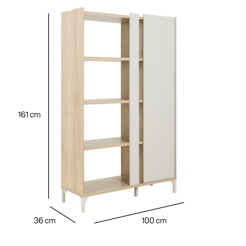 Lenk βιβλιοθήκη με μια πόρτα 100x36x161εκ. Natural Oak - Greige Lenk βιβλιοθήκη με μια πόρτα 100x36x161εκ. Natural Oak - Greige