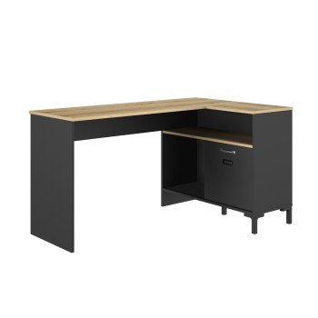 Manchester Γραφείο γωνιακό 136x88x73εκ. Helvezia Oak / Black