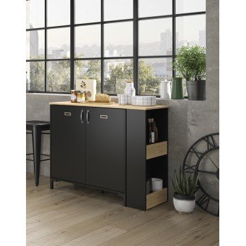 Manchester τραπέζι ψηλό bar / κονσόλα 115x45x93εκ. ( 94x136x93εκ. )  Helvezia Oak / Black