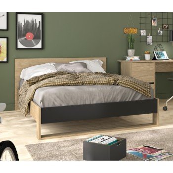 Nael κρεβάτι διπλό 150x205x80εκ. ( για στρώμα 140x200εκ. )  Rookwood Oak / Μαύρο