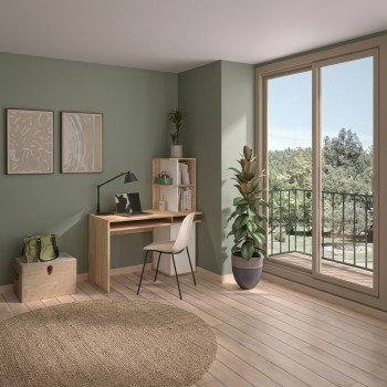 Nex γραφείο με βιβλιοθήκη 120x60/45x140/76εκ.  Blond Oak / Λευκό