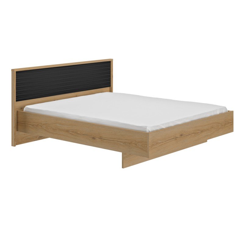 Otello κρεβάτι διπλό 180x93x204εκ. ( για στρώμα 160x200εκ.) Helvezia Oak / Μαύρο