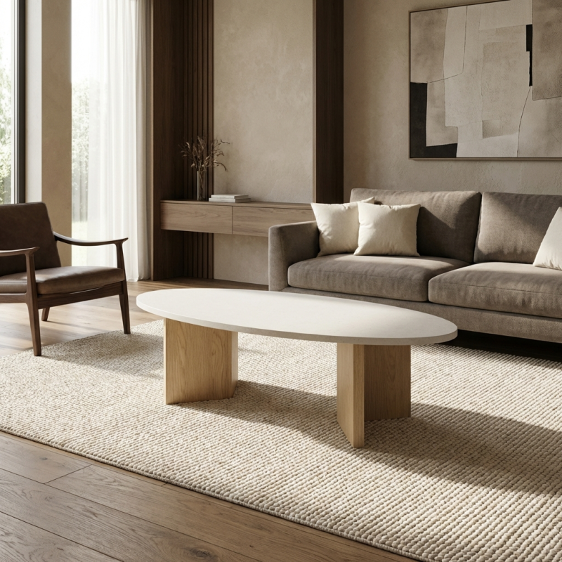 Solena τραπεζάκι σαλονιού οβάλ 136x60x39εκ. Rookwood Oak
