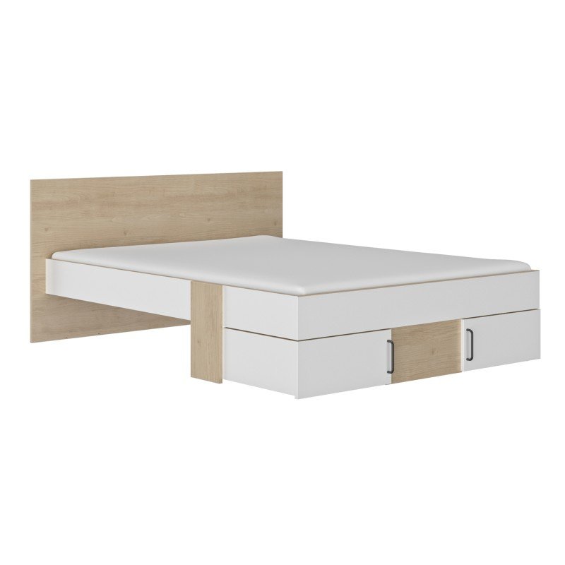 Swivel Κρεβάτι διπλό με αποθηκευτικούς χώρους 160x194εκ. ( για στρώμα 140x190εκ. ) Blond Oak / Λευκό
