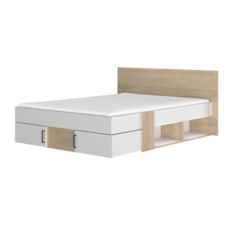 Swivel Κρεβάτι διπλό με αποθηκευτικούς χώρους 160x194εκ. ( για στρώμα 140x190εκ. ) Blond Oak / Λευκό