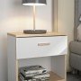 Tulle κομοδίνο με ένα συρτάρι 48x52x35εκ. Λευκό / Blond Oak