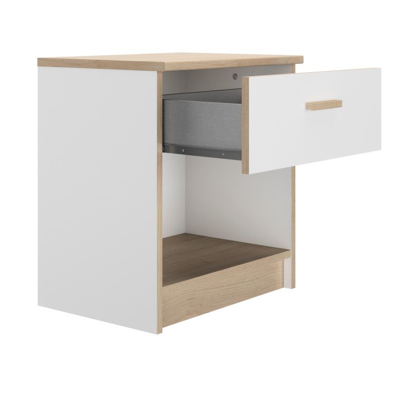 Tulle κομοδίνο με ένα συρτάρι 48x52x35εκ. Λευκό / Blond Oak