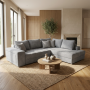 Karina Γωνιακός καναπές κρεβάτι με αποθηκευτικό χώρο & 2 σκαμπό 278x218εκ. Γκρι Ανοιχτό Δεξιά Γωνία