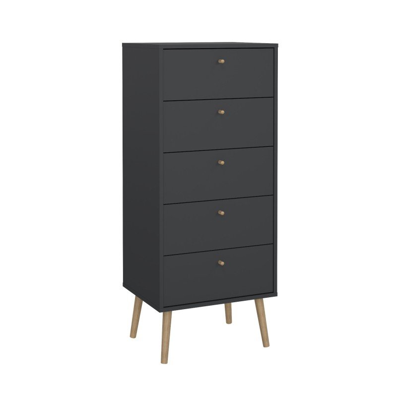 Bodo συρταριέρα ψηλή με 5 συρτάρια  50x39x120εκ Γκρι