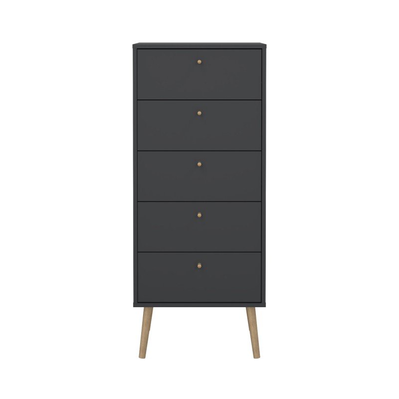 Bodo συρταριέρα ψηλή με 5 συρτάρια  50x39x120εκ Γκρι