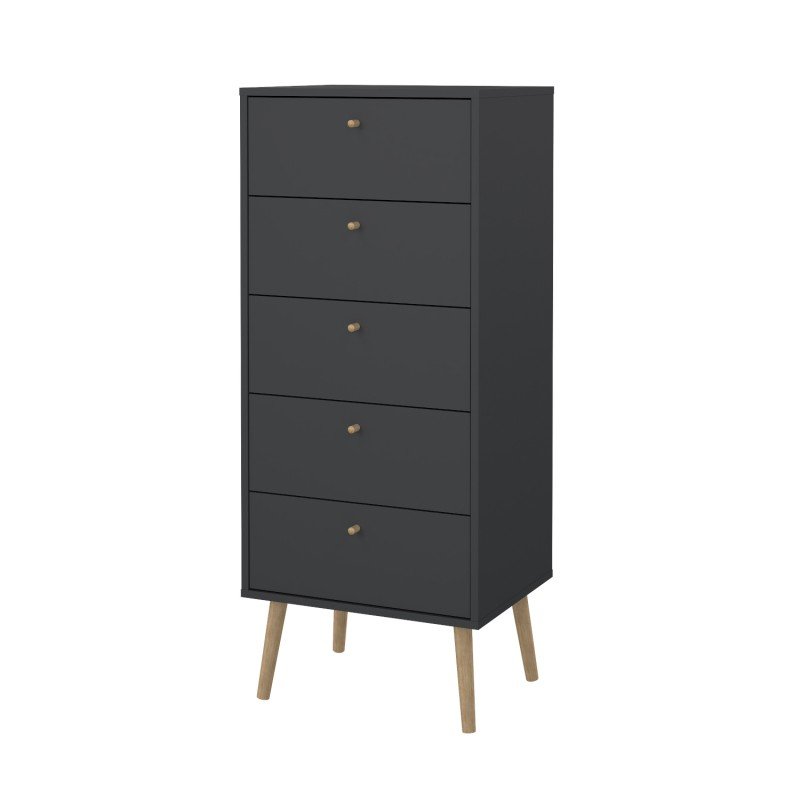 Bodo συρταριέρα ψηλή με 5 συρτάρια  50x39x120εκ Γκρι
