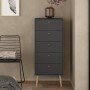 Bodo συρταριέρα ψηλή με 5 συρτάρια  50x39x120εκ Γκρι