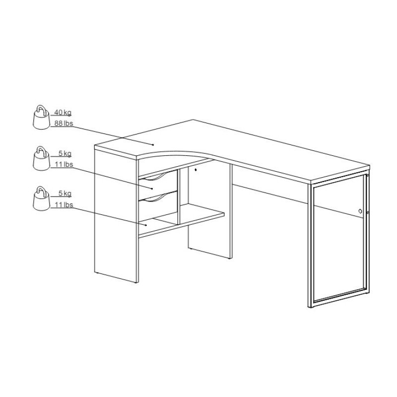 Function Plus γραφείο γωνιακό με δύο συρτάρια 145,1x81x76,8εκ. Μαύρο / Δρυς Function Plus γραφείο γωνιακό με δύο συρτάρια 145,1x81x76,8εκ. Μαύρο / Δρυς