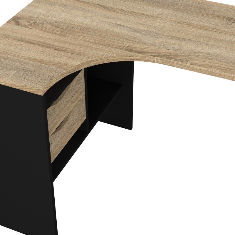 Function Plus γραφείο γωνιακό με δύο συρτάρια 145,1x81x76,8εκ. Μαύρο / Δρυς Function Plus γραφείο γωνιακό με δύο συρτάρια 145,1x81x76,8εκ. Μαύρο / Δρυς