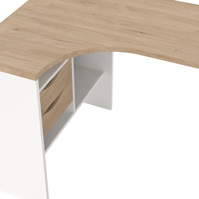 Function Plus γραφείο γωνιακό με δύο συρτάρια 145,1x81x76,8εκ. Λευκό / Jackson Hickory