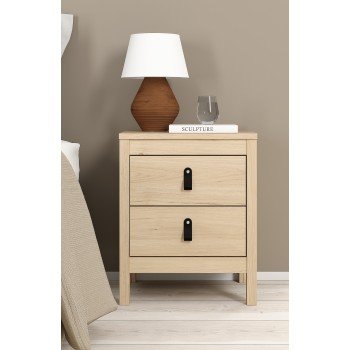 Madrid κομοδίνο με 2 συρτάρια 43,8x38,4x54,1εκ. Jackson Hickory