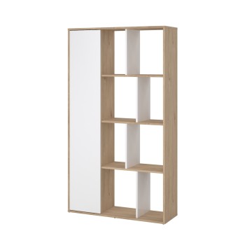 Maze βιβλιοθήκη με μία πόρτα  88,7x29,85x157,35εκ.  Jackson Hickory / Λευκό γυαλιστερό
