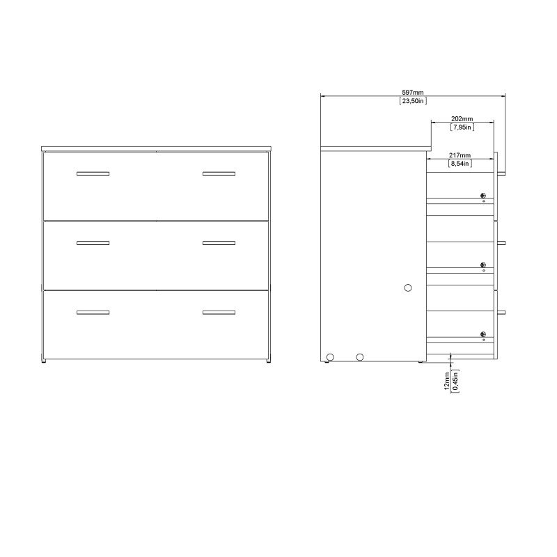 Space συρταριέρα με 3 συρτάρια 74,1x35,95x69,9εκ. Δρυς