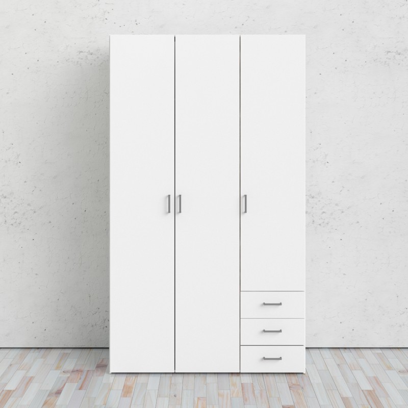 Space ντουλάπα με 3 πόρτες και 3 συρτάρια 115,8x49,5x200,4εκ. Λευκό Space ντουλάπα με 3 πόρτες και 3 συρτάρια 115,8x49,5x200,4εκ. Λευκό