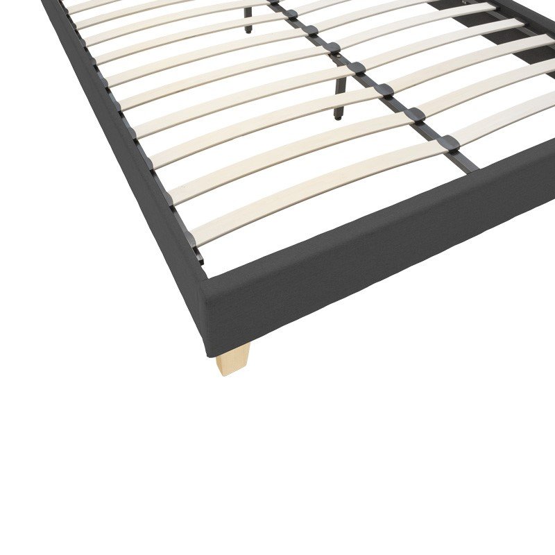 Κρεβάτι Mago pakoworld ύφασμα σε ανθρακί απόχρωση με φυσικό ξύλινο πόδι 140x200εκ