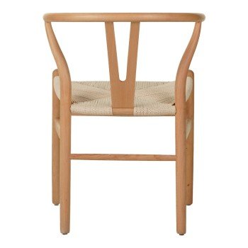 Καρέκλα Wishbone pakoworld rubberwood-σχοινί σε φυσική απόχρωση 53.5x57x74εκ