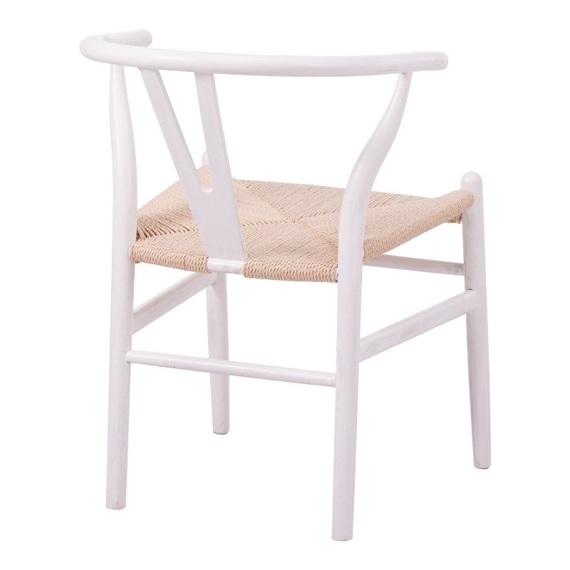 Καρέκλα Wishbone pakoworld rubberwood-σχοινί σε λευκή απόχρωση 53.5x57x74εκ